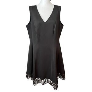 Donna Ricco NY Plus 14W A-line Dress Black Vneck Sleeveless NWT Solid